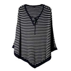 Talbots Navy Striped Poncho Size L